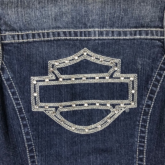 Harley Davidson Denim Blue Jean Vest Women's Small - Picture 6 of 7